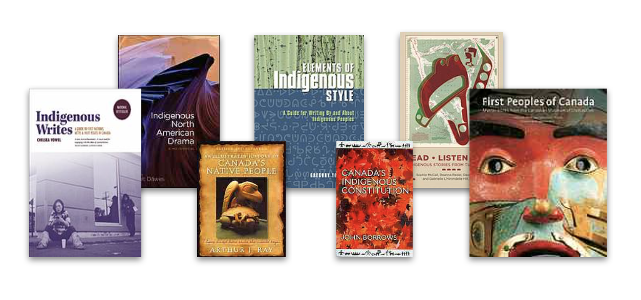 A variety of book covers featuring Indigenous Studies titles.