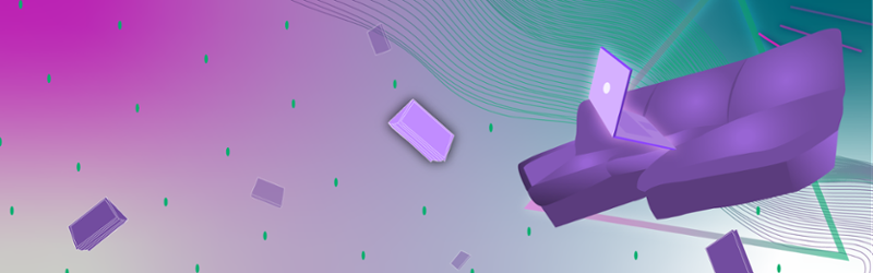 A couch floating through cyberspace.
