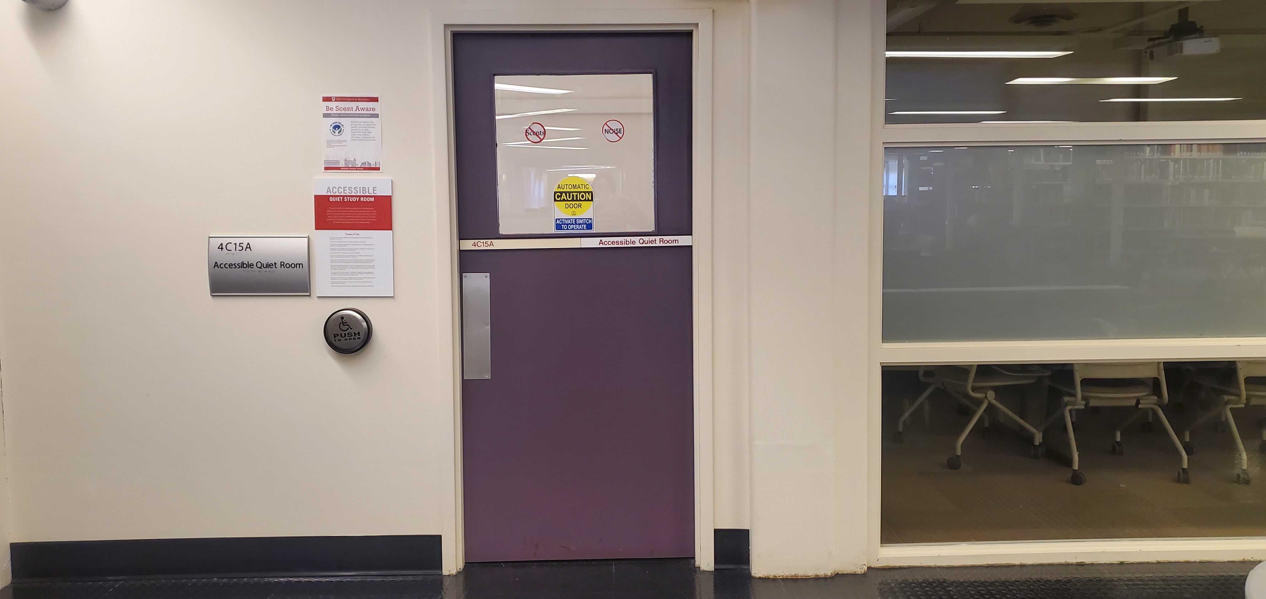 Door to the accessible quiet study room