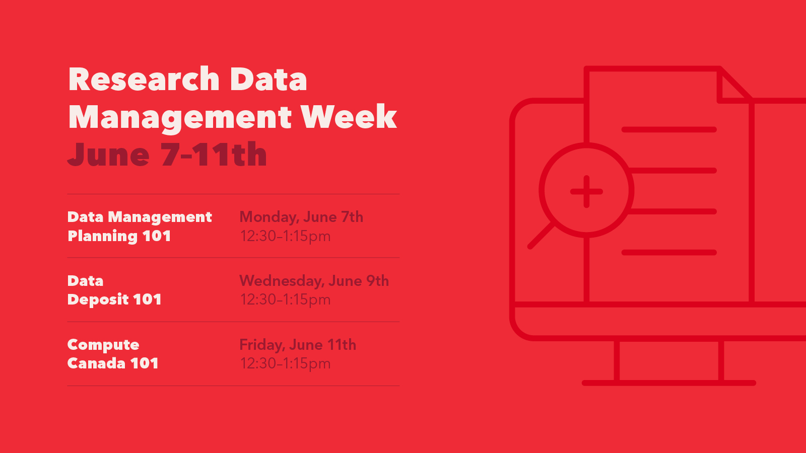 Graphic text: Research Data Management Week June 7-11