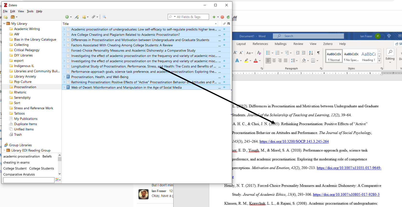 drag and drop sources to microsoft word